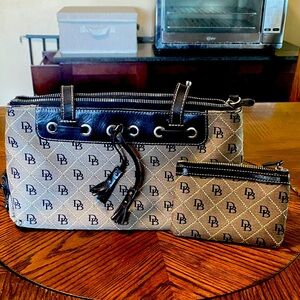 Dooney & Bourke Black and Brown Logo Cosmetic Bag Set